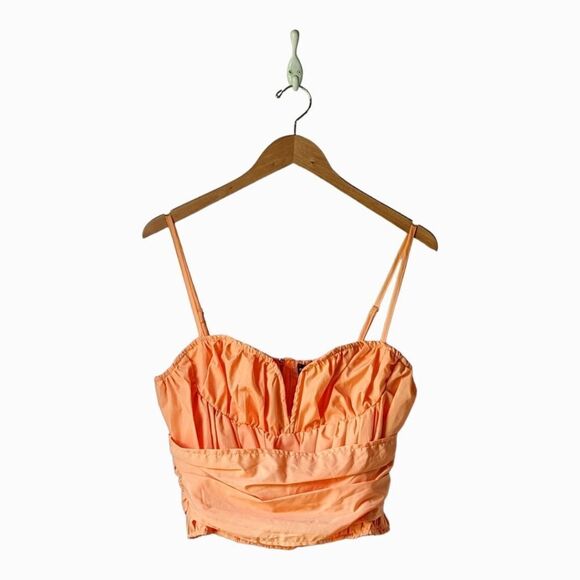 PrettyLittleThing NWT Orange Ruched Woven Pleated Structured Waist Corse… - Picture 6 of 12